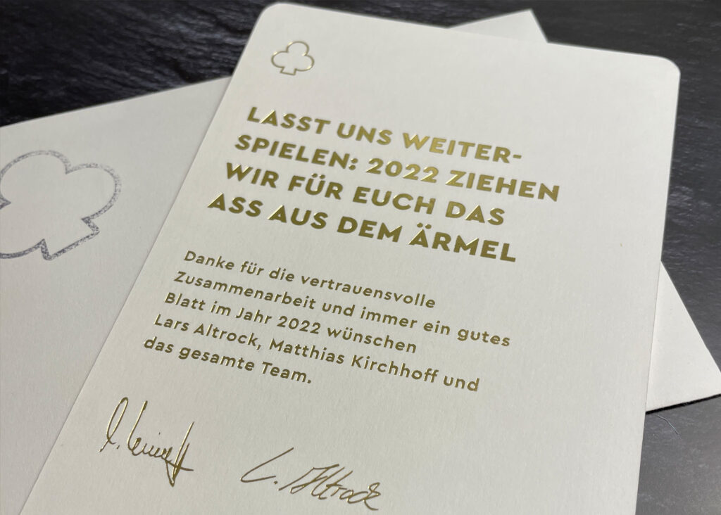 Haus F Weihnachtskarte hinten